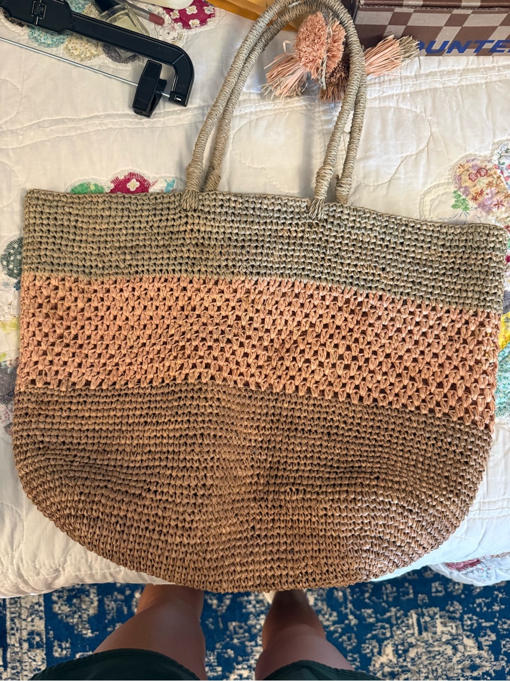 Tommy Bahama 💯 Raffia Handwoven Tote Bag